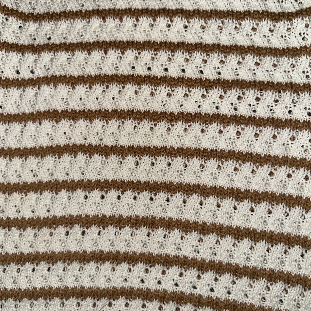 Crochet Cream Tan Ruffled Crop Blouse - Picture 4 of 5